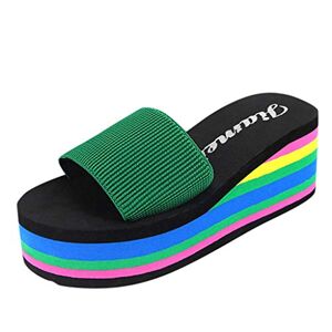 Generic Wedge High Heel Women'S Bath Fashion Sandals Shoes Platform Beach Slippers Women'S Slipper Womens And Slides Size 12 (Green, 5.5)