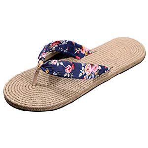 Generic Fashion Floral Flip Flops Ladies Summer Seaside Travel Vacation Sandals Slippers Flip Flops For Women Support (Blue, 4.5)