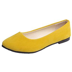 Generic Shoes For Women Women Girls Solid Big Size Slip On Flat Shallow Comfort Casual Single Shoes Business Casual Shoes For Women Wedges (Yellow, 5.5)