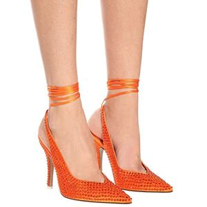 Ccafret High Heels Crystal Women'S High Heels Ankle Strap Cross Strap High Heels Wedding Shoes Strap Slingback Summer Party Prom Shoes (Color : Orange, Size : 10)