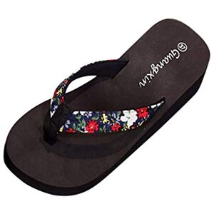 Generic Toe Sandals Women'S Summer Elegant: Platform Sandals Women'S Black Boho Summer Shoes Wedge Heel Beach Sandals Soft Non-Slip Flip Flop Flower Strap Leisure Sandals Indoor Outdoor Trainers, Lightblue,