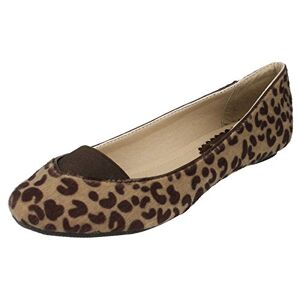 Spot On Flat Gusset Vamp Ballerina (Natural Leopard, Size 3 Uk)