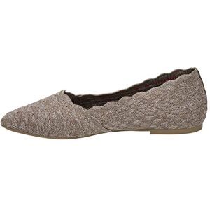 Skechers Women's Cleo - Honeycomb Closed Toe Ballet Flats, Brown Dark Taupe Flat Knit Dktp, 5 UK