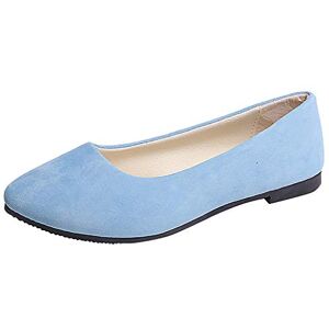 Generic Shoes For Women Women Girls Solid Big Size Slip On Flat Shallow Comfort Casual Single Shoes Business Casual Shoes For Women Wedges (Light Blue, 5)