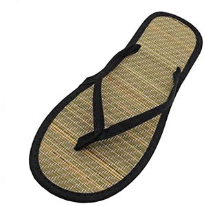 Generic Silent Flip Non-Slip Flat Flop Rattan Slippers Sandals Comfortable Women Women'S Slipper Personalized Flip Flops For Men (Black, 5.5)