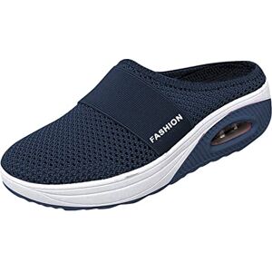 Qengfghi Slip Orthopedic Walking Shoes Lightweight Ergonomic Shoes Air Cushion Mesh Garden Clogs Air Cushion Slipper Gifts For Women Dark Blue