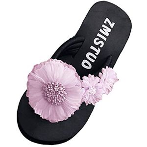 Generic Flip Flops For Women Open Shoes Flip- Toe Wedges Flower Fashion Slipper Women Flop Slip-On Color Womens Slipper Memory Foam Womens Slippers Flip Flop (Purple, 4.5)