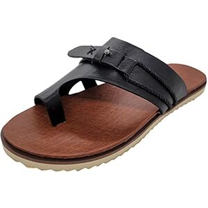 Generic Flat Sandal For Women Leather Sandals Lightweight Comfort Indoor Outdoor For Summer Walking Toe Thong Beach Shoes Buckle Leather Shoes Porosity Casual Shoes