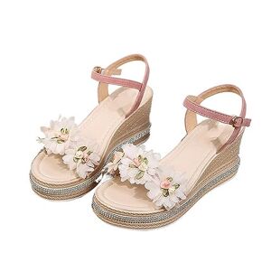 Moeido Women'S Slippers Summer Women Sandals One Buckle Ladies Shoes Flower Decoration Females Sandals (Color : Pink, Size : 35)