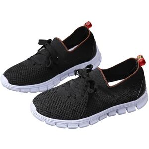 Generic Shoes 1 Women'S Summer Mesh Breathable Low Heel Large Lace Up Single Shoes Casual Shoes Women Shoes Ankle Boots Width M, Black, 10 Uk