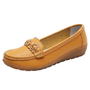 Berimaterry Shoes Boots Women'S Comfort Walking Flat Loafer For Women Slip On Comfortable Flat Shoes Outdoor Driving Shoes, Yellow, 6 Uk