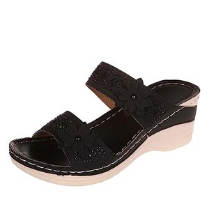 Hjbfvxv Women'S Slippers Slippers Women Shoes Retro Sandals Women Casual Sandals Slippers (Color : Black, Size : 35)