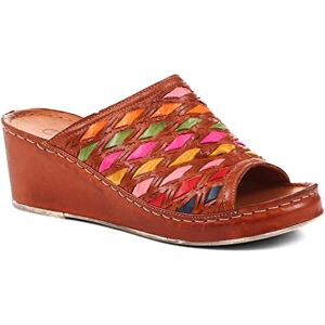 Pavers Colourful Leather Wedges - Tan Multi Size 4