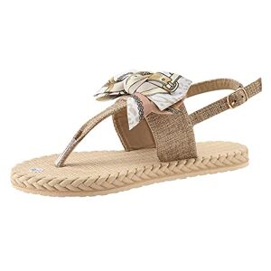 Generic Flip Flops For Women Beach Summer Boho Sandals For Women Sandals Flip Flops Funny Shoes Outdoor Beach Slippers Flip Flops For Women Wedge Heel (Khaki, 4.5)