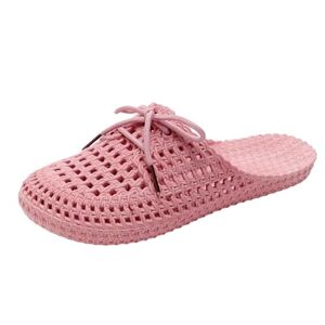 Unosheng E Shoes Women'S Plain Lace Slippers For Women In Spring And Summer With Holes, Cool Breathable Shoes, Casual Slippers With Shoes, Women'S Trainers Without, Pink, 5 Uk