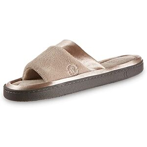 Totes Isotoner Womens 3709 Microterry Slide W/Satin Trim Gray Size: 9.5-10