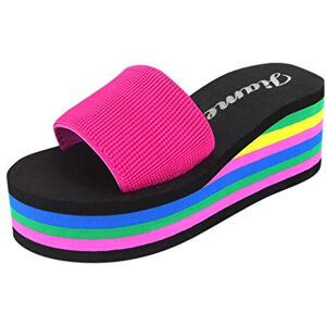 Generic Wedge High Heel Women'S Bath Fashion Sandals Shoes Platform Beach Slippers Women'S Slipper Womens And Slides Size 12 (Hot Pink, 4.5)