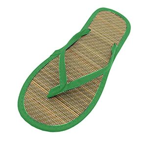 Nidddiv Flip Flops Women Size 9 Leather Silent Flip Non-Slip Flat Flop Rattan Slippers Sandals Comfortable Women Women'S Slipper (Green, 8)
