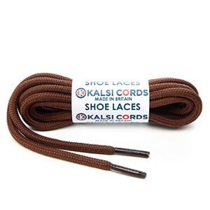Kalsi Cords York Brown 5mm Round Cord Shoe Laces Strong & Durable Rope Laces For Boots Trainers Sneakers Huge Choice Of Sizes For Kids & Adults (120cm Pair)