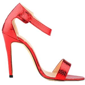 Jonam High Heels Print Women Sandals Summer Buckle Open Toe High Heel Shoes Female Party Wedding Pumps (Color : Red, Size : 5)