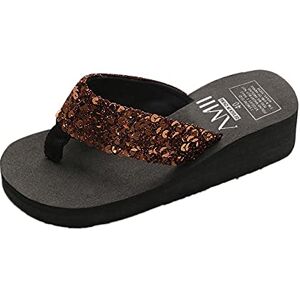 Generisch Flip Flop Women'S 37 - Toe Separator Women'S Glitter Wedge Heel With Sequins Flip Flops Thick Sole Slides Comfortable Beach Sandals Non-Slip Bathing Slippers Fashion Platform Sandals Casual Bench