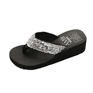 Generic Shoes Without Laces Women Summer Sequins Non-Slip Sandals Slippers For Indoor And Outdoor Shoes Women Wedding, Sliver, 7 Uk