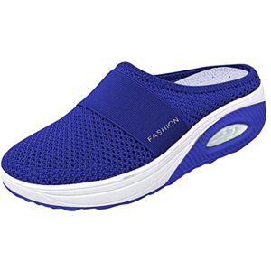 Iqyu Shoes Women'S Trainers 20 Slip-On Knit Cushion Shoes Support Walking Casual With Arch Comfort Outdoor Walking Orthopaedic Air Women'S Casual Shoes Ankle Boots With Heel, Blue, 7 Uk