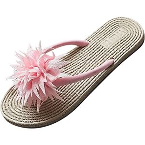 Generic Spring Shoes Fashion Beach Summer Women'S And Flower Sandals Flat Flip Flops Women'S Slipper Ultra Comfort Flip Flops Women Size 9 (Pink, 4.5)