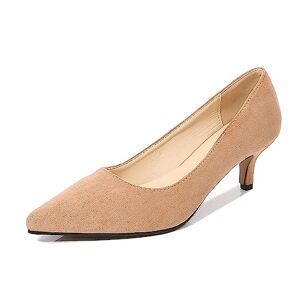 Generic Womens Court Shoes 𝗞itten Heel Shoes Low Heels For Women Pumps Shoes Closed Toe Dress Shoes Wedding Heels (Beige, 36)