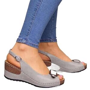 Moeido Women'S Slippers Women Sandals Pointed Toe Heeled Sandals For Summer Shoes Women Heels Platform Sandalias Mujer Summer Footwear Female (Color : Grey, Size : 35)