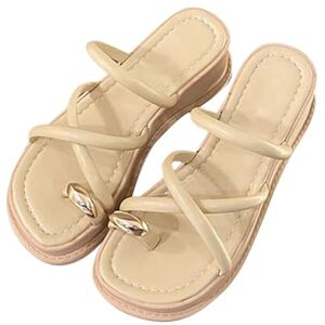 Generic Slippers Women'S Summer Elegant 35-40: Slippers Leather Women'S Summer Slippers Comfortable Slippers With Cross Straps And Metal Buckle Beach Sandals Fashion Summer Sandals Casual Summer Shoes Sexy,