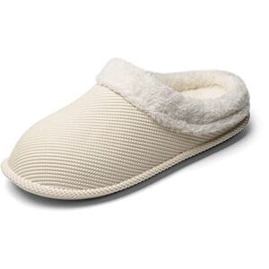 Hjbfvxv Men'S Slippers Winter Women'S Cotton Slippers Home Indoor Warm Shoes Men'S Plush Flat Soft Cotton Shoes Unisex Non-Slip Cotton Slippers (Color : Beige, Size : 3.5 Uk)