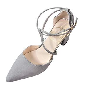 Loijmk Women'S Sandals With Heel, Pointed Toe Single Shoes, Women'S High Heel Sandals, Wrap Straps, Casual Sandals, Formal Shoes, Women High Heels, Block Heel Sandals, Party Shoes, Gray, 2.5 Uk