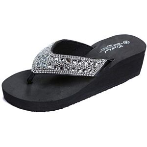 Generic Wedges Sandals For Women Clip Toe Slipper Womens Summer Casual Beach Rhinestones Shoes Fashion Open Toe Flip Flop Vacation Shoes Women'S Slip On Slope Wedges Sandals Women Platform Sandals