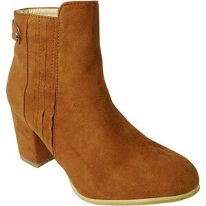 Bemeesh Womens Ladies Ankle Boots Block Heel Zip Shoes, Camel, 6 Uk