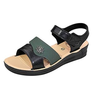 Generic Women'S Summer Sandals Shoes Beach Shoes 2024 Women Thick Soled Sandals Comfortable Soft Leather Sandals Fashion Versatile Outdoor Beach Sandals Tan Pumps For Women Sandal (Green, 4)