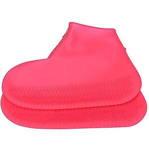 Generic Shoes Women'S Ankle Boots Black Smooth Thickened Waterproof Non-Slip Silicone Rain Shoe Cover Portable Non-Slip Rain Shoe Cover Sexy Shoes Women, Red, 5 Uk