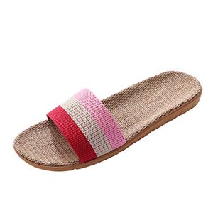 Generic House Slippers For Women - Linen Slippers Linen Slippers For Women Casual Open Toe Slippers Soft And Silent Home Shoes Summer Sandals House Slippers Indoor And Outdoor Slippers Summer Flat Sandals