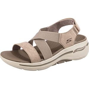 Skechers Women'S Go Walk Arch Fit Flat Sandal, Taupe Textile, 6 Uk