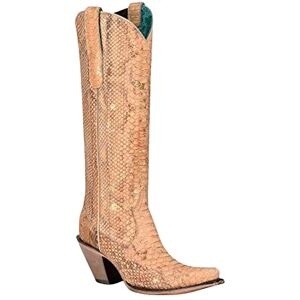 Corral Boots Corral Ladie'S Nude Full Python Tall Top, Snip Toe, Leather Sole, Western, A4295, Nude, 7