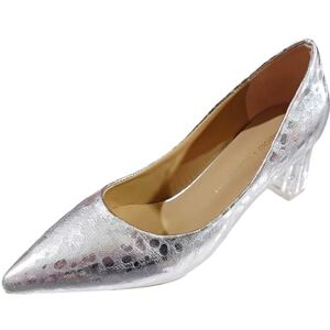 Dfek Womens Slingback Pumps Purple Heels Stiletto Heels For Women Ladies Fashion Comfort Shiny Sparkly Diamante Leather Lightweight Pointed Toe Platform Wedges High Heels (Silver, 4)