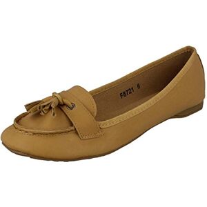 Spot On Ladies Tassle Trim Flat Shoes F8721 - Camel Synthetic - Uk Size 6 - Eu Size 39 - Us Size 8