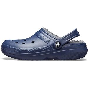 Crocs Classic Unisex Lined Clog, Soft, Fuzzy Liner for Extra Warmth with Slip On Style, in Navy / Charcoal Lining, Size M9W10 UK