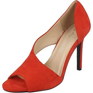 Spot On Ladies Anne Michelle High Heel Mule Sandals - Red Microfibre - Uk Size 6 - Eu Size 39 - Us Size 8