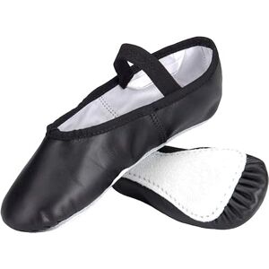 Dance Line Black Leather Ballet Shoes Full Sole (3)