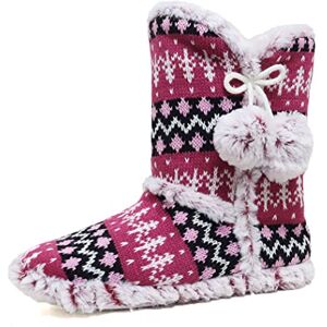 Dunlop Ladies Bootie Slippers Soft Warm Cosy Faux Fur Lined Sparkly Winter Ankle Boots (Abelle Pink, Uk_footwear_size_system, Adult, Women, Numeric_range, Medium, Numeric_3, Numeric_4), (Dlh7814)