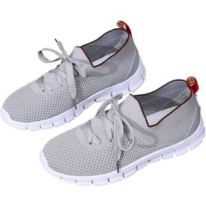 Generic Lady Dress Heel Women'S Summer Mesh Breathable Low Heel Large Lace Up Single Shoes Casual Shoes Business Casual Shoes For Women Low Heel (Grey, 4)