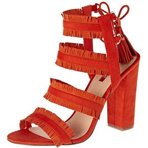 Guess Women's Econi Heeled Sandal, Orange, 35