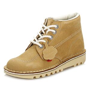 Kickers Women's Kick Hi Classic Ankle Boots Extra Comfortable Added Durability Premium Quality, Tan/Light Cream, 6.5 UK