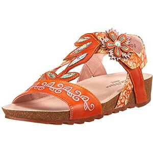 LAURA VITA Women's Brcyano 52 Wedge Sandal, Orange, 4 UK